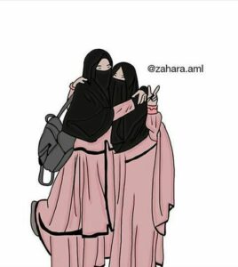 gambar kartun muslimah, gambar anime muslimah, muslimah art, gambar persahabatan muslimah