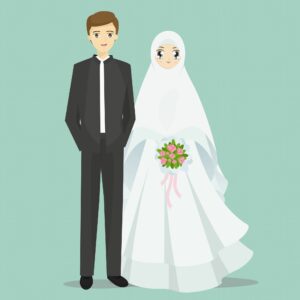 wedding of muslimah, kartun muslimah wedding, kartun muslimah, kartun muslimah romantik bikin baper berpasangan, muslimah art, kartun muslimah cantik, kartun muslimah berniqob