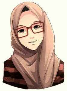 gambar kartun muslimah, gambar kartun muslimah berkacamata, anime muslimah
